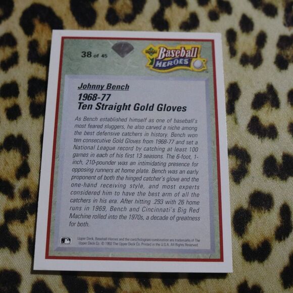 Johnny Bench 38 of 45 Baseball Card - Picture 2 of 2